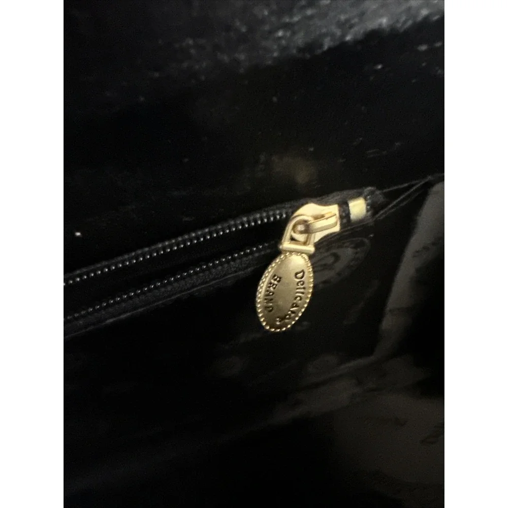 Delicato-Makay Black, Baguette Purse, Black Leather 14X7 Gold Hardware *Read